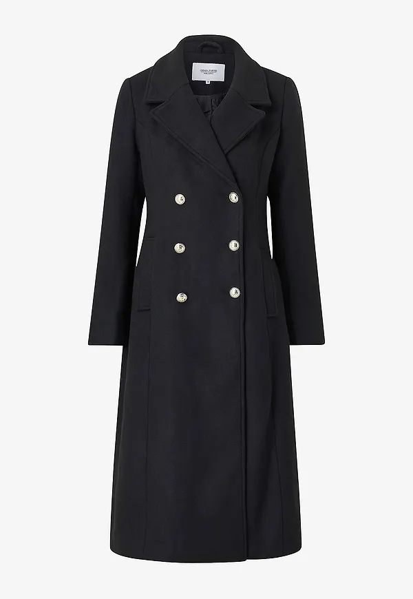 Bubbleroom - Kappa Shaped Wool Blend Coat - Svart