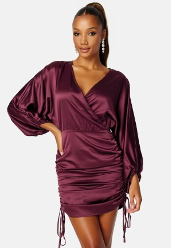 BUBBLEROOM Kimberly Satin Dress Bordeaux 34