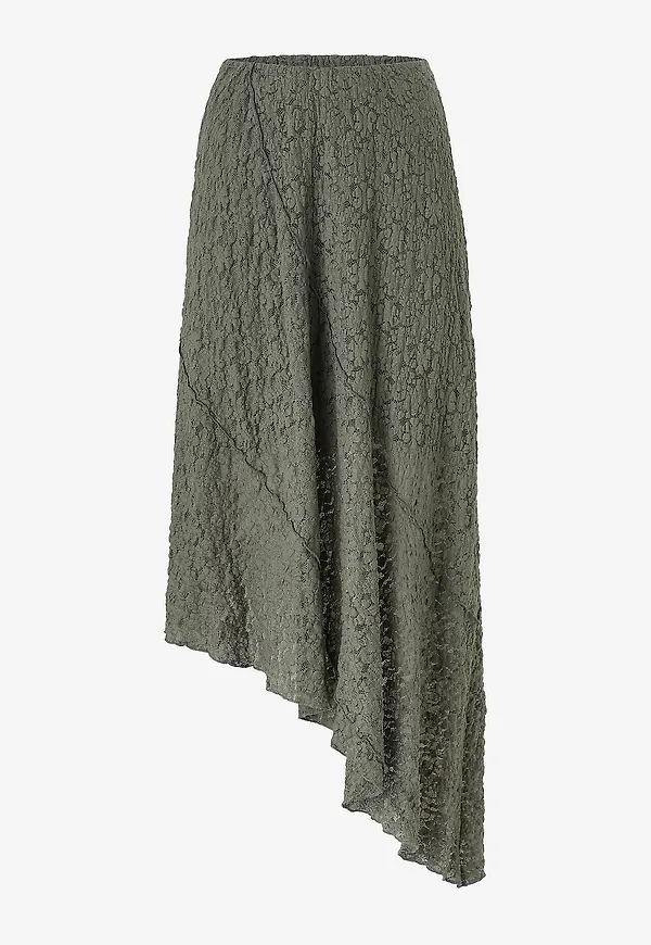Bubbleroom - Kjol Asymmetric Lace Skirt - Grön