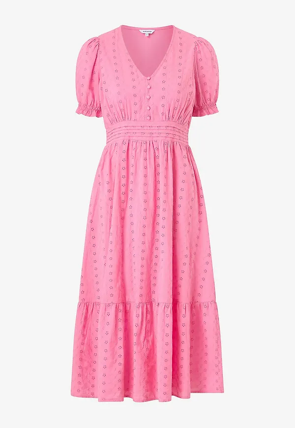 Bubbleroom - Klänning Broderie Anglaise Dress - Rosa