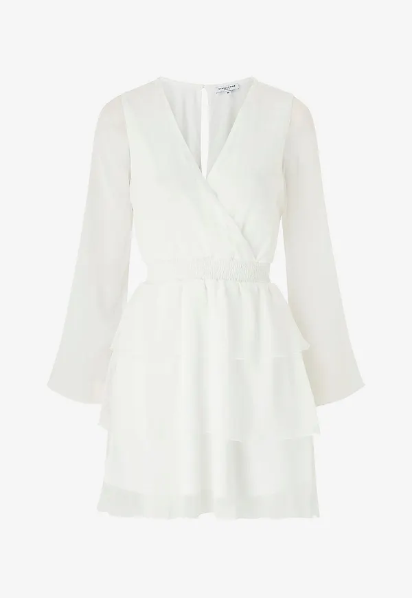 Bubbleroom - Klänning Frill Chiffon - Vit