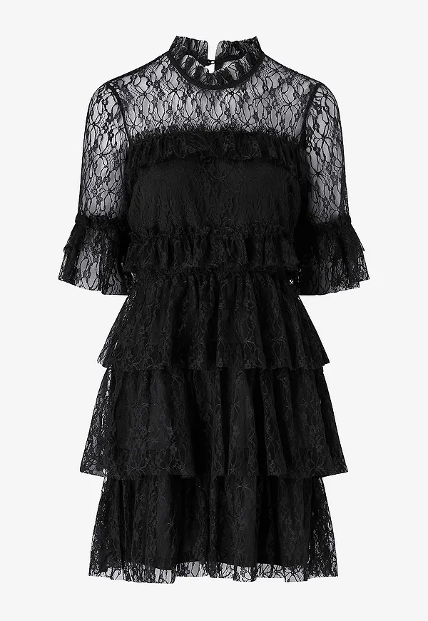 Bubbleroom - Klänning Frill Lace - Svart
