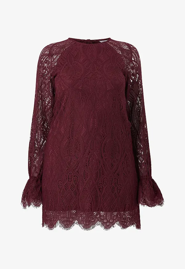 Bubbleroom - Klänning Lace Bow - Röd