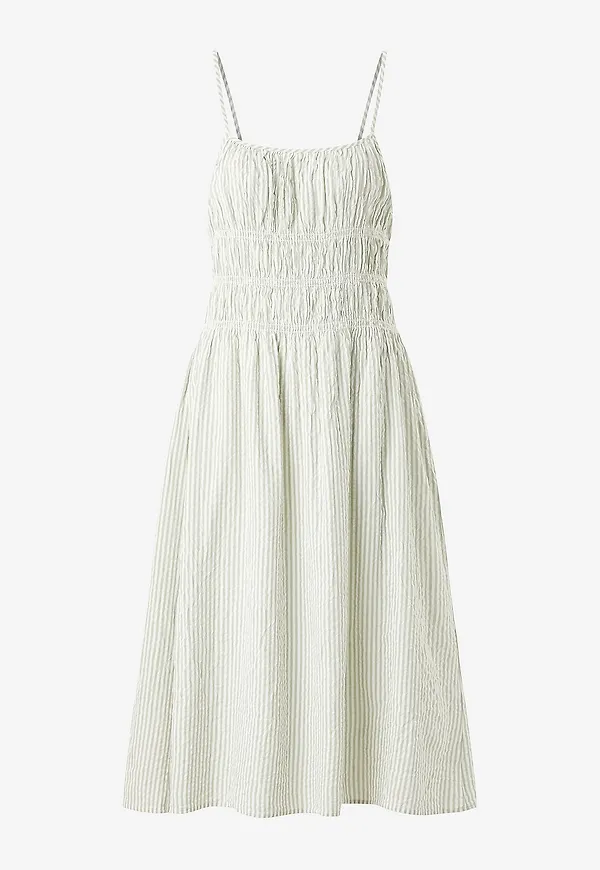 Bubbleroom - Klänning Seersucker Smock Dress - Grön