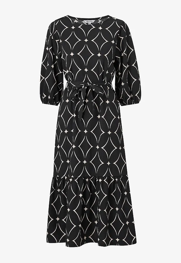 Bubbleroom - Klänning Structure Flounce Midi Dress - Svart
