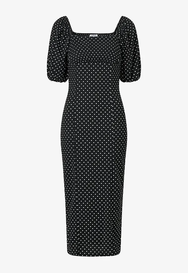 Bubbleroom - Klänning Volume Sleeve Midi Dress - Svart