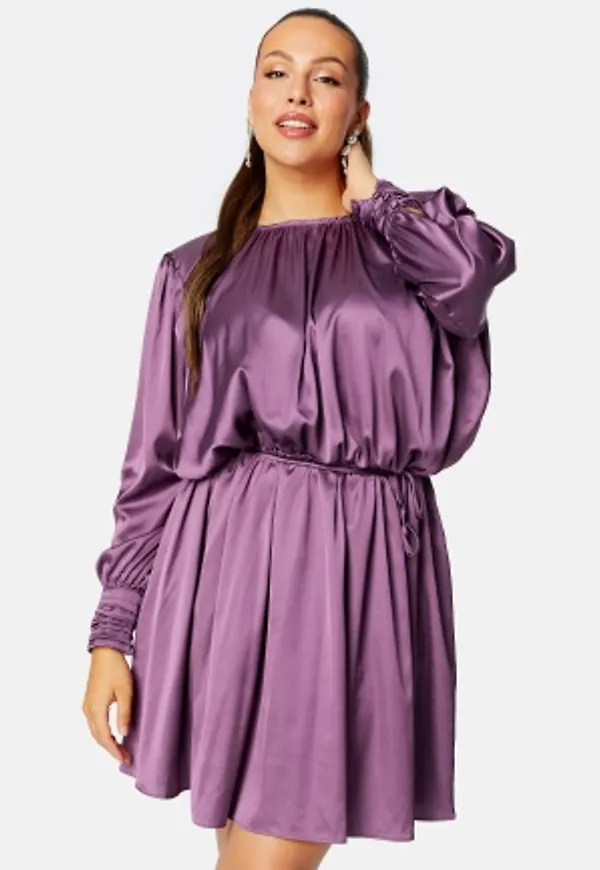 BUBBLEROOM Klara Satin Dress Dark purple XS
