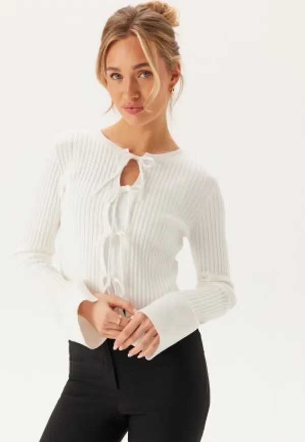 BUBBLEROOM Knitted Bow Cardigan Offwhite XS