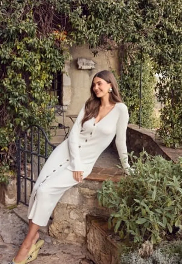 BUBBLEROOM Knitted Cardigan Dress Offwhite XS