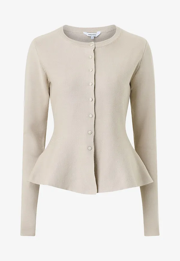 Bubbleroom - Kofta Knitted Peplum Cardigan - Beige
