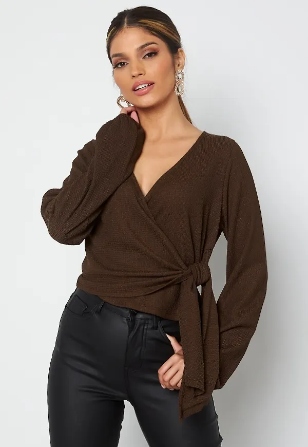 BUBBLEROOM Leighton wrap top Brown XS