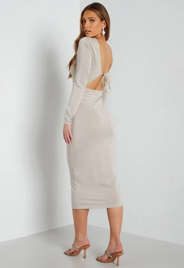 BUBBLEROOM Lennon sparkling dress Champagne / Silver S