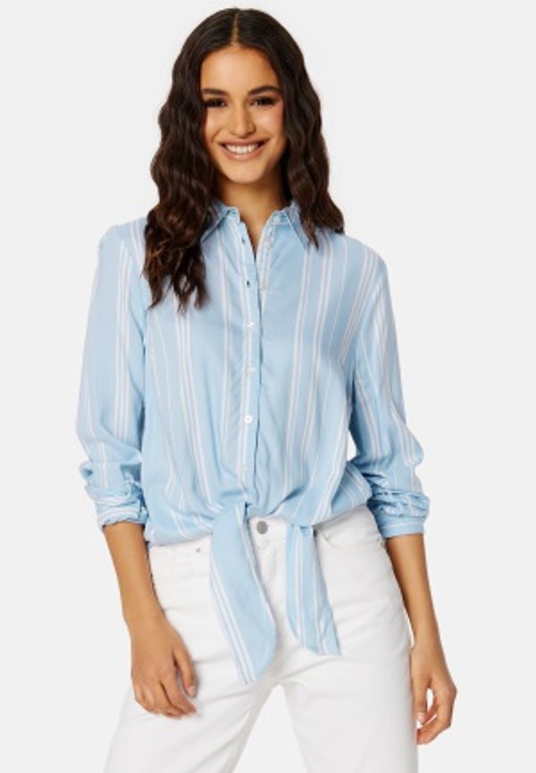 BUBBLEROOM Leona knot shirt Light blue / Offwhite XL