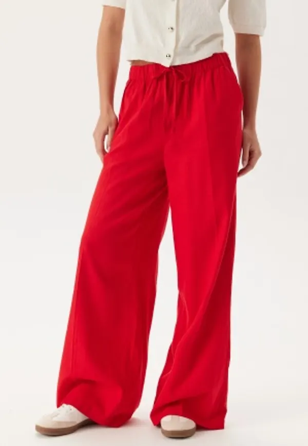 BUBBLEROOM Linen Blend Trousers Red XS