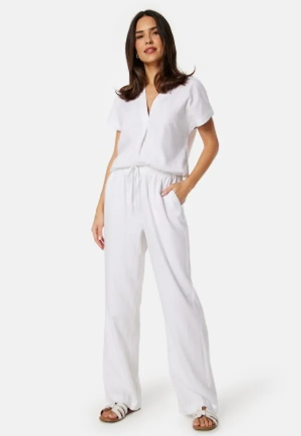 BUBBLEROOM Linen Blend Trousers White M