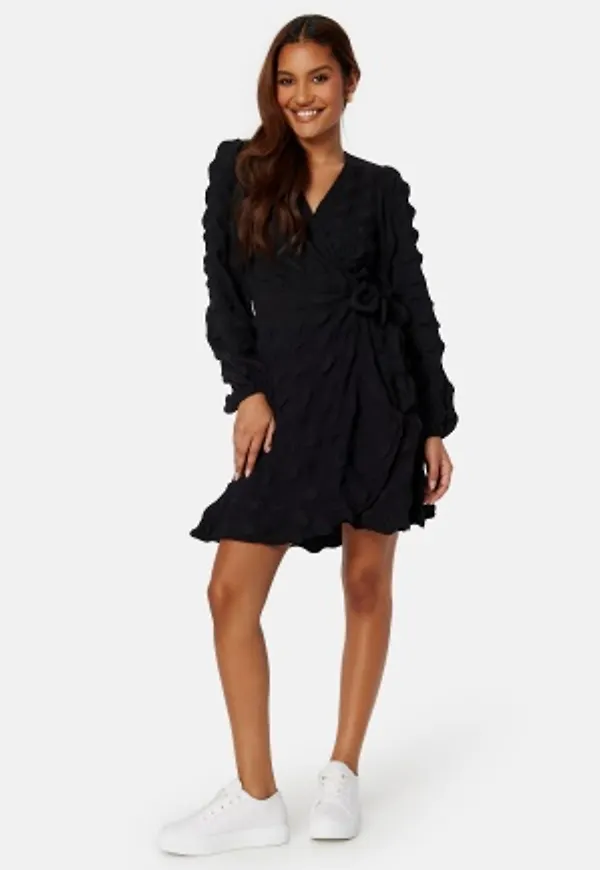 BUBBLEROOM Litzy Wrap Dress Black XS