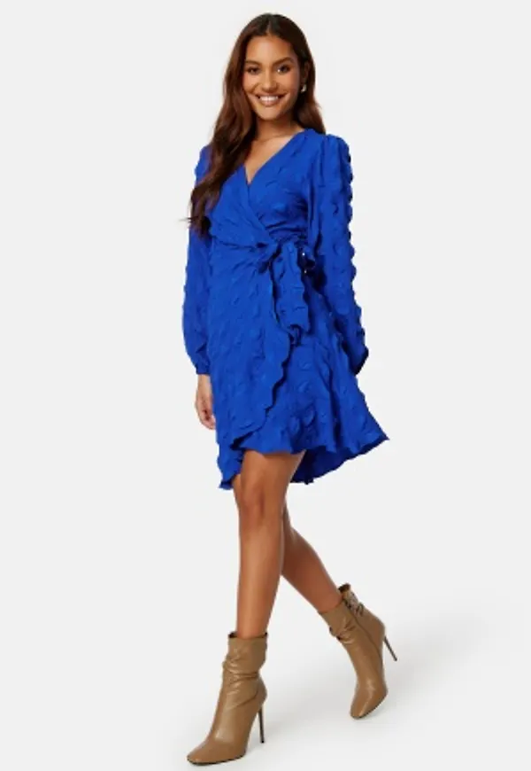BUBBLEROOM Litzy Wrap Dress Blue XS