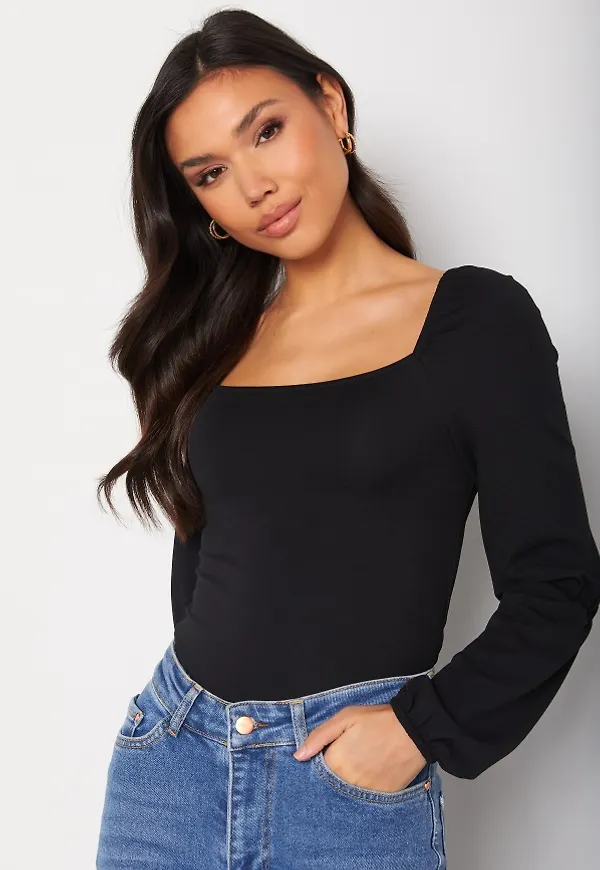 BUBBLEROOM Liva square neck top Black XL