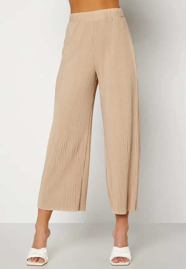 BUBBLEROOM Lola pleated cropped trousers Beige S