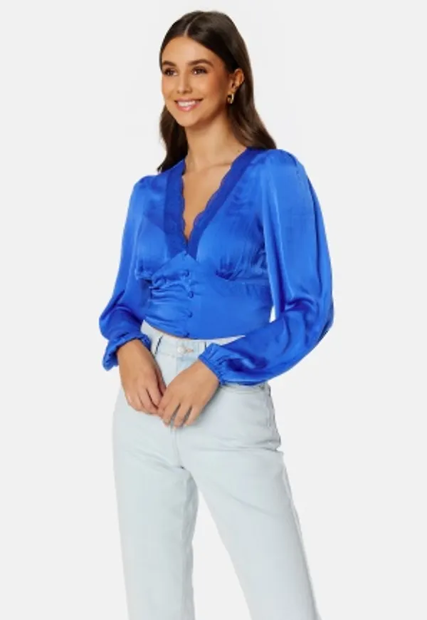 BUBBLEROOM Lucinda satin blouse Blue 42