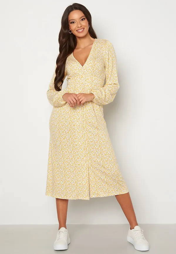 BUBBLEROOM Luella button dress White / Patterned XS