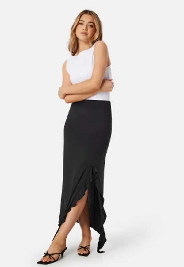 BUBBLEROOM Maxi Frill Skirt Black XS