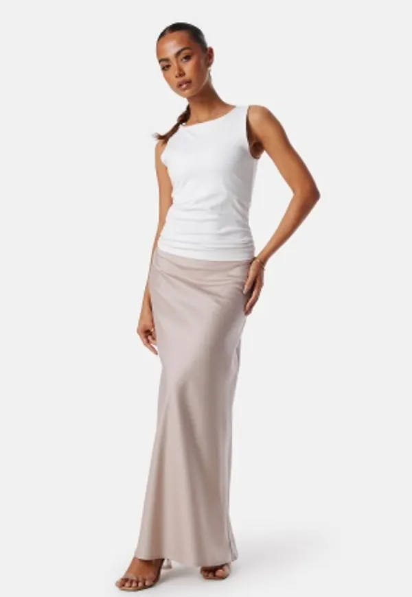 BUBBLEROOM Maxi Satin Skirt Light nougat 46