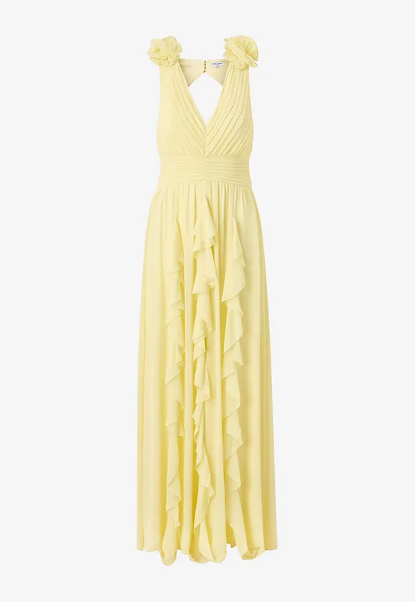 Bubbleroom - Maxiklänning Frill Ruffle Chiffon Gown - Gul