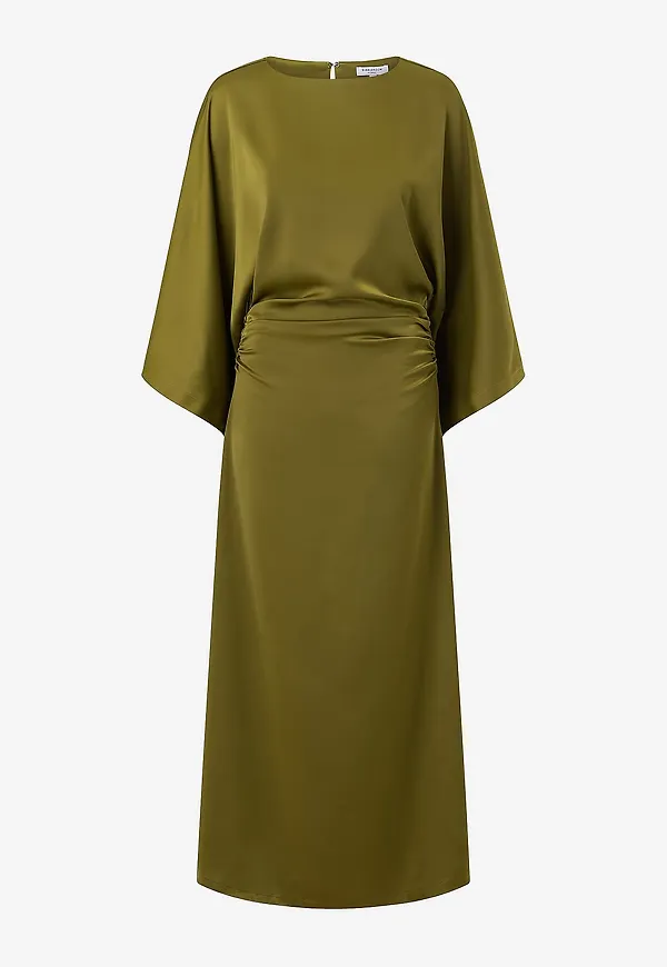 Bubbleroom - Maxiklänning Kimono Sleeve Satin - Grön