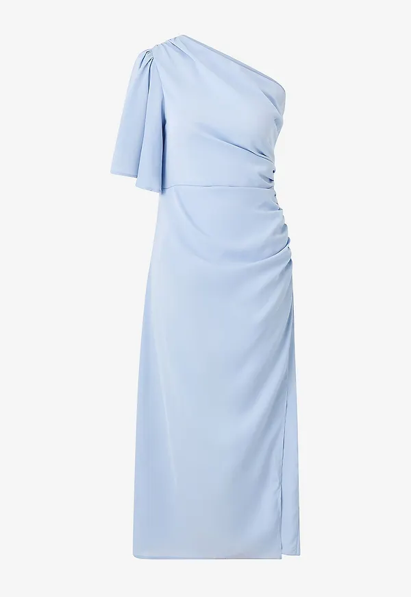 Bubbleroom - Maxiklänning Ruched One Shoulder Dress - Blå