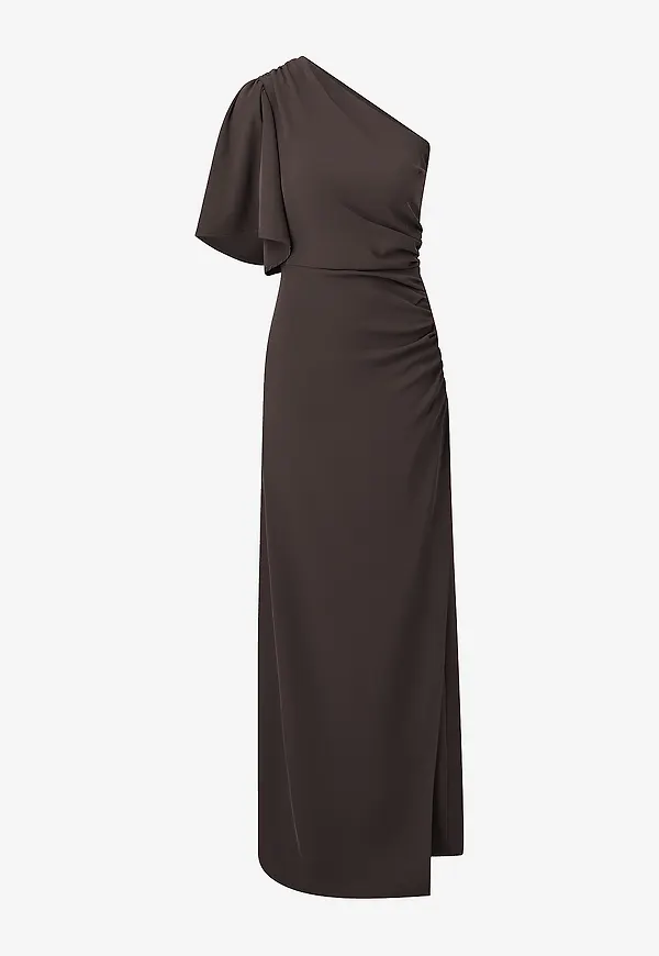 Bubbleroom - Maxiklänning Ruched One Shoulder Gown - Brun