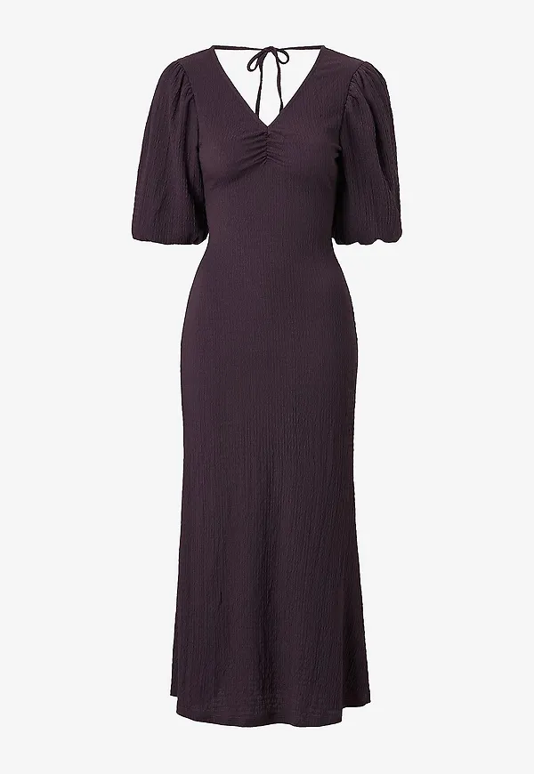 Bubbleroom - Maxiklänning Structure Puff Sleeve Dress - Lila