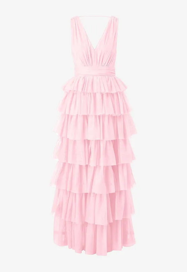 Bubbleroom - Maxiklänning Tulle Frill Gown - Rosa