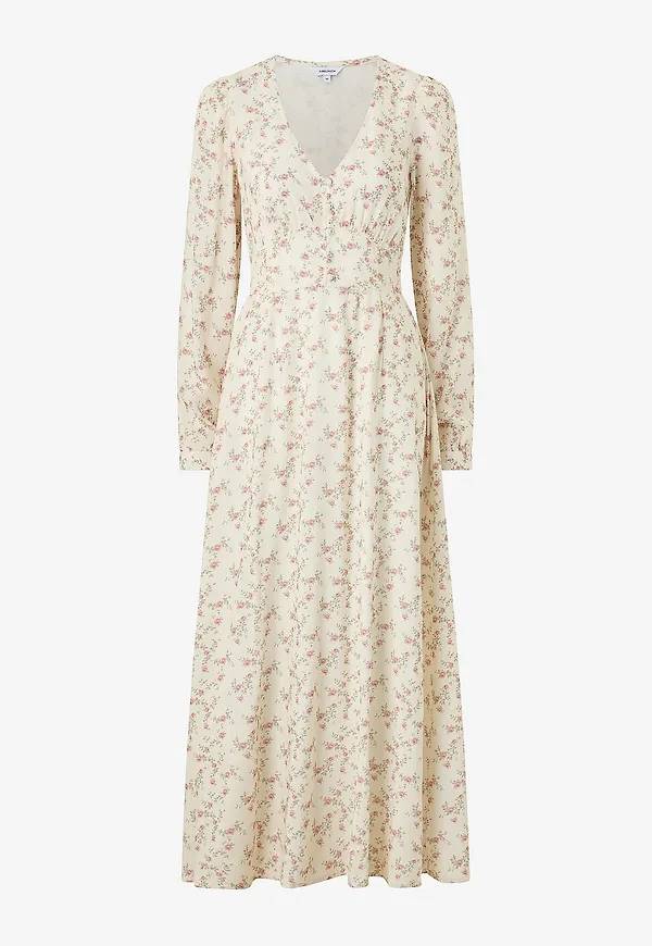 Bubbleroom - Maxiklänning Viscose V-neck Maxi Dress - Vit – Ellos