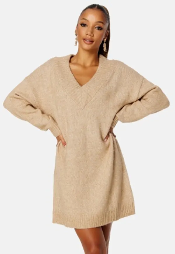 BUBBLEROOM Melisa knitted sweater dress Beige XL