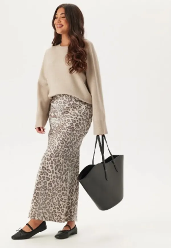 BUBBLEROOM Mermaid Shimmer Midaxi Skirt Leopard XS