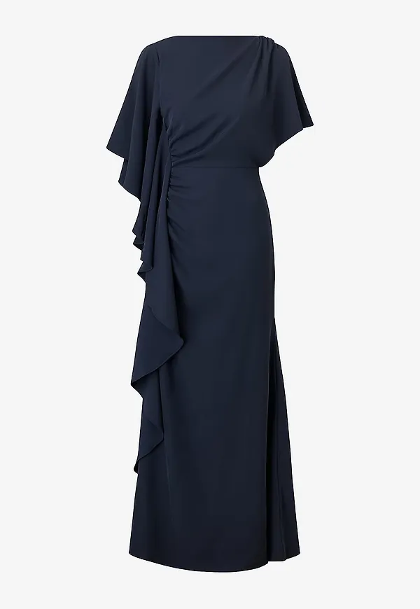 Bubbleroom - Maxiklänning Draped Flounce Gown - Blå