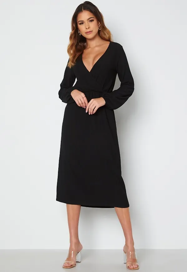 BUBBLEROOM Milana wrap dress Black M