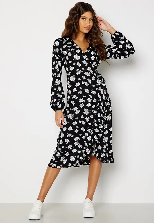 BUBBLEROOM Milia wrap dress Black / Patterned 44