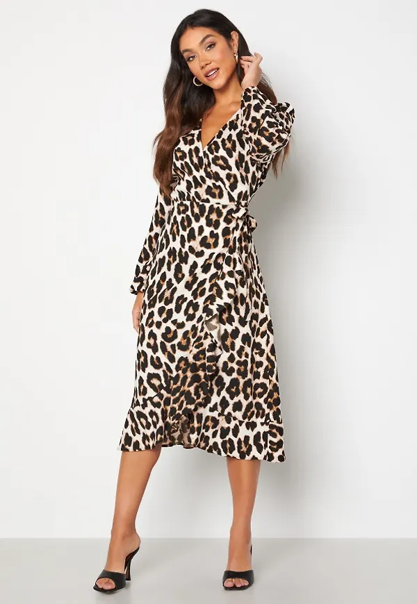 BUBBLEROOM Milia wrap dress Leopard 40