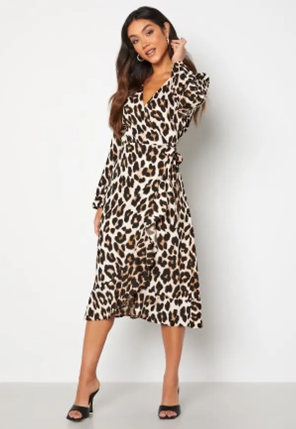 BUBBLEROOM Milia wrap dress Leopard 42