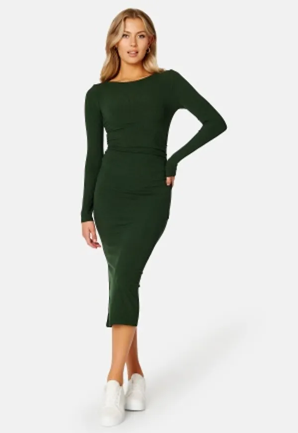 BUBBLEROOM Minea Drapy Dress Dark green XS