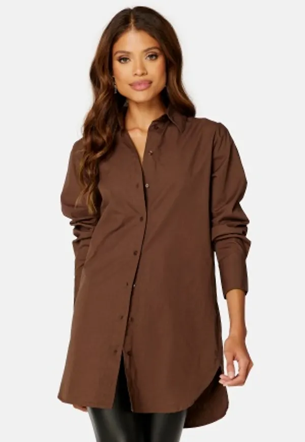 BUBBLEROOM Minou oversized long shirt Brown 46
