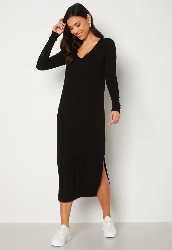 BUBBLEROOM Najda deep v-neck dress Black L
