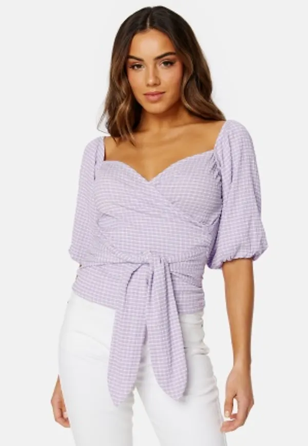 BUBBLEROOM Nandita wrap top Lilac / Checked XL