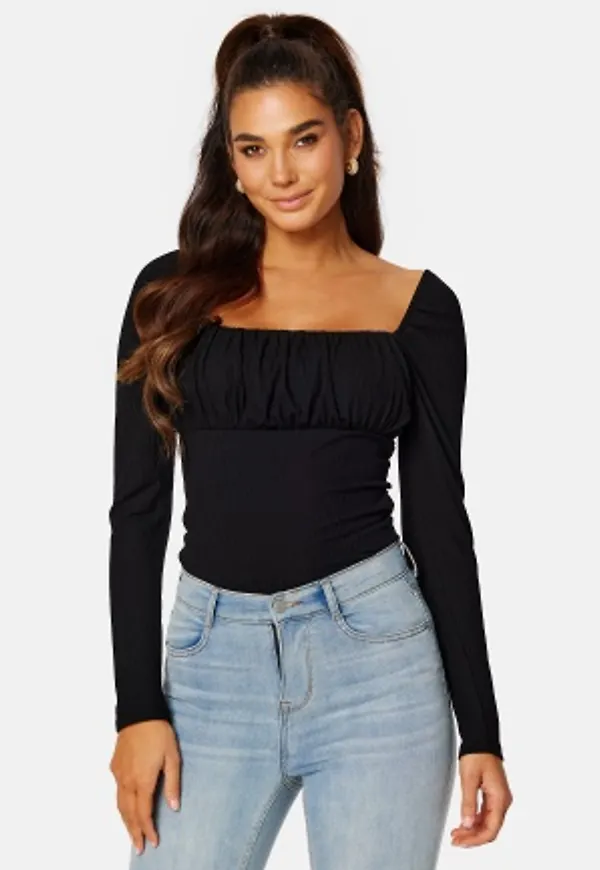 BUBBLEROOM Neija square neck top Black XL