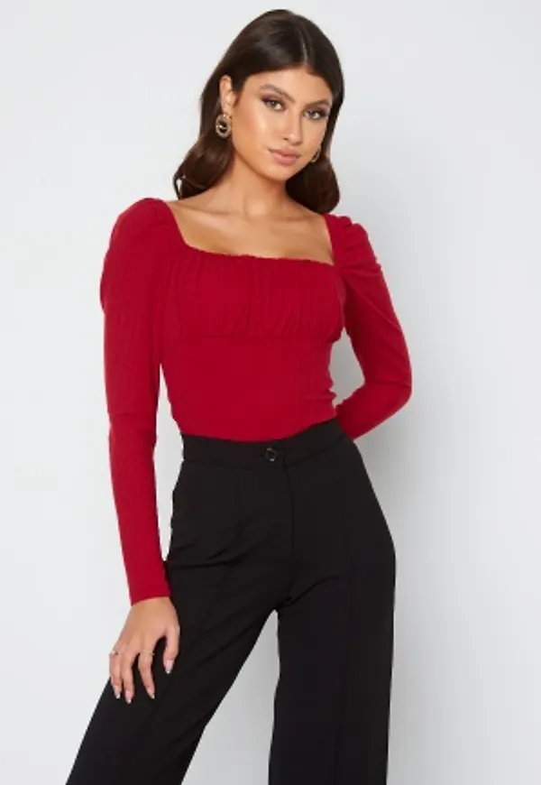 BUBBLEROOM Neija square neck top Red L