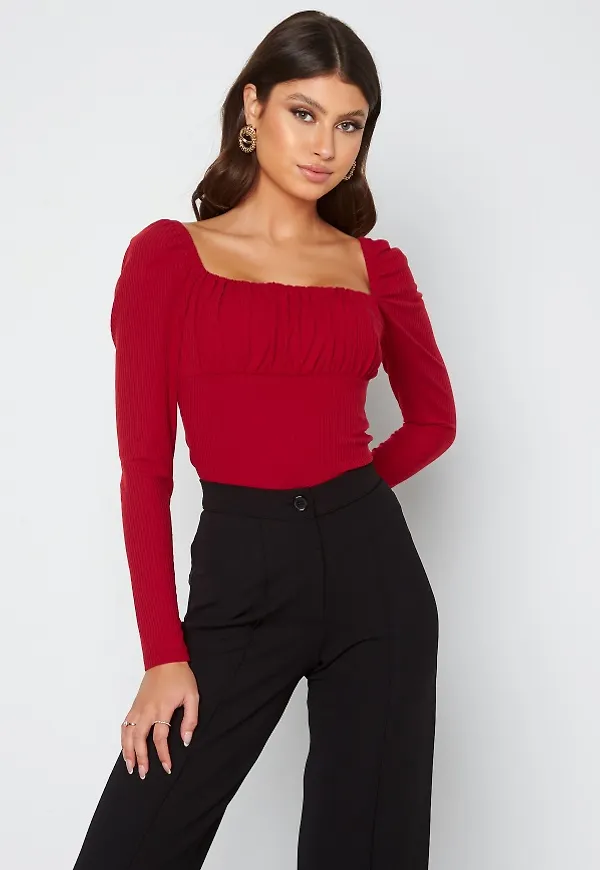 BUBBLEROOM Neija square neck top Red XS