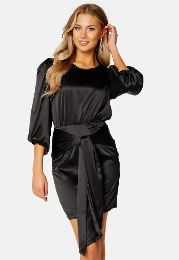 BUBBLEROOM Nellie Satin Dress Black 46