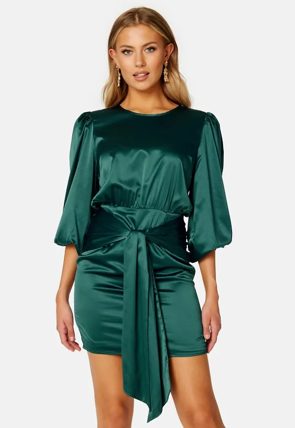 BUBBLEROOM Nellie Satin Dress Dark green 36